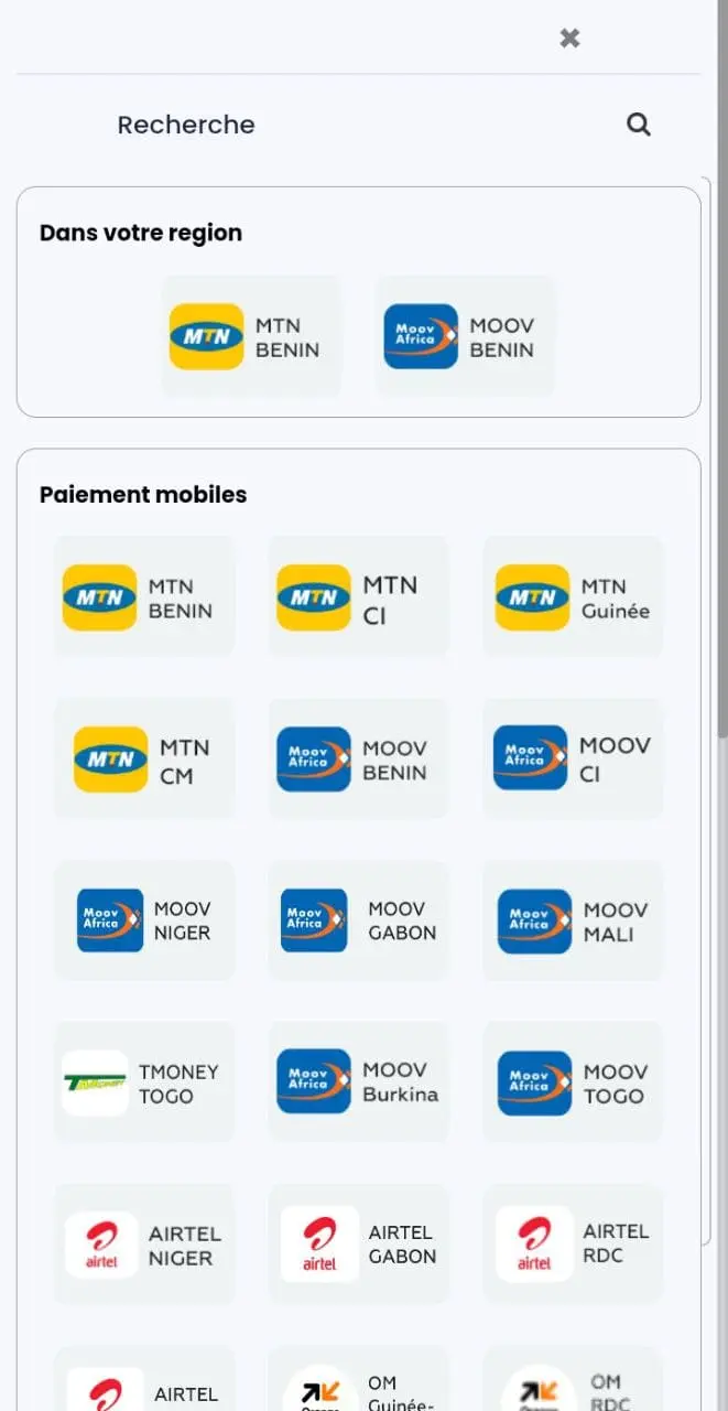 Trust wallet vers Orange Money 